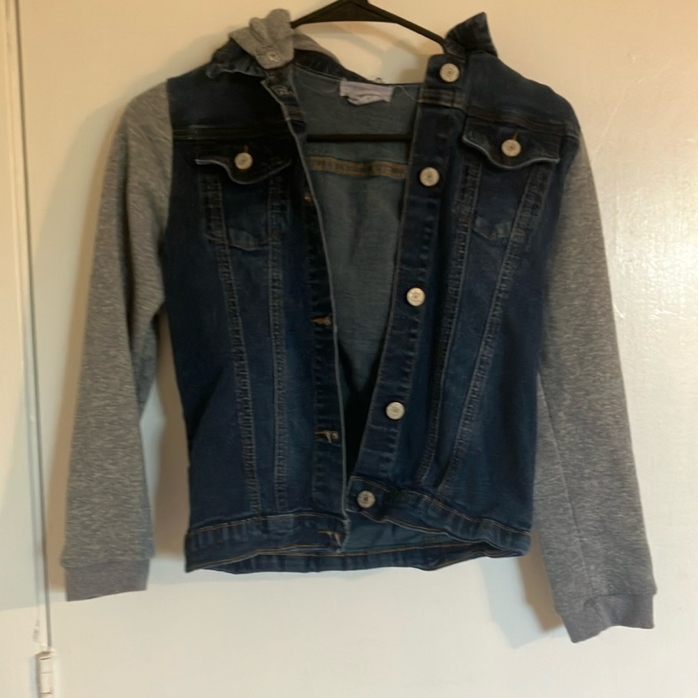 Denim Jacket with Gray Sleeves